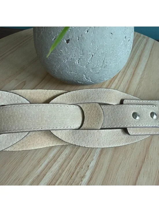 Chicos Belt M Brown Croc Embossed Faux Leather Belt With Snake Print Accents - Picture 14 of 16